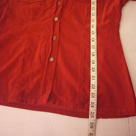 Kathy Ireland velvet button down with silver buttons and front pockets - Picture 10 of 11
